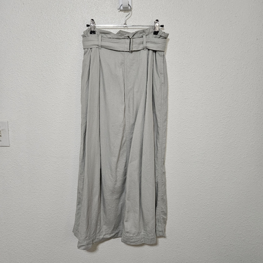 Uniqlo maxi length skirt size 28-29 elastic waist with belt linen blend